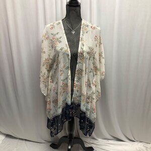 Motherhood Maternity Floral Open Front Kimono Cardigan OS Lightweight Sheer